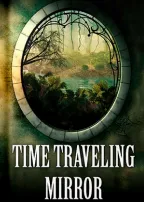 Cover of a book titled Time Traveling Mirror, featuring a reflective surface and swirling time motifs.